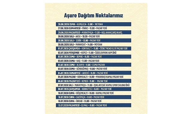 Antalya Büyükşehir Belediyesi’nden Muharrem Ayı boyunca aşure ikramı