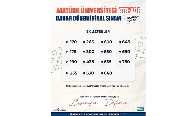 ATA-AÖF sınavına 15 farklı hat desteği